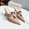 2024 Pantoufles à talons aiguilles pour femmes diapositives sandales mules décorées de cristal chaussures à bout ouvert designer de luxe chaussures de soirée à talons hauts chaussures d'usine avec boîte