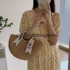 Beach Bags Casual Vacation Beac Soulder Leer Silk Scarf Portable Straw Woven Bag Versatile Semi Circular Women S Raan H24221