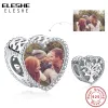 Lockets ELESHE 925 Sterling Silver Openwork Family Tree Heart Charm Bead Fit Original Bracelet Custom Photo Jewelry Making Mother Gift