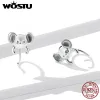 Earrings WOSTU Real 925 Sterling Silver Black Gold Cat Mini Koala Dog Panda Stud Earrings For Women Birthday Anniversary Jewelry Gift New