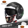 Motorcycle Helmets 2024 Open Face 3/4 Capacetes Dot Certified Helmet Dural Visor Lens Removable Lightweight Safety Riding Moto Drop De Oteoq