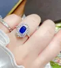 Anéis de cluster LR Blue Sapphire Ring 1.42ct Real Pure 18 K Natural Unheat Royal Gemstone Diamonds Stone Feminino