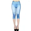 Jeans da donna Donna Vita alta Vestibilità perfetta Jeggings Leggings elasticizzati finti Stampati Pantaloni skinny classici in denim corto 2024 Pantaloni estivi