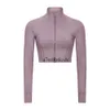 Luluemon femmes tenues de Yoga L-08 recadrée entraînement Sport manteau Fitness vestes Sport séchage rapide vêtements de Sport haut solide fermeture éclair 497