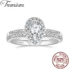 Anneaux Trumium 1.5CT 925 en argent Sterling bande de mariage larme anneaux de mariée ensembles zircon cubique bijoux fins promesse femmes anneaux