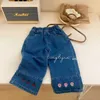 Jeans 2023 Lente Herfst Koreaanse Kinderen Meisjes Jeans Denim Zak Borduren Losse Baby Meisjes Broek Veelzijdige Kinderen Meisjes Broek