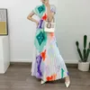 Work Dresses Printed Pleated Set Women's 2024 Summer Temperament Tofu Top 100 Large Swing Skirt Two Piece