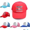 Partyhüte 12 Farben Baseballkappe 2024 US-Präsidentschaftswahl Trump Hat Take America Back Caps Einstellbare Geschwindigkeit Rebound Baumwolle Sp Dh9A7