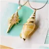 Pendant Necklaces Fashion Summer Simple Natural Starfish Conch Seashell Pendant Necklace Rope Chain Shell Necklaces Beach Je Dhgarden Dhcjy