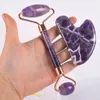 100% Natural Amethyst Roller och Gua Sha Set Face Massager Jade Roller för ansiktslyftande ansiktsrullen Guasha Anti Aging Skin Care Set för kvinnor