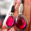 KQDANCE LUXURY Large Black Resin CZ Diamond Oval Egg Cut Ruby Red Pearl Long Drop earrings 925 Silver Needle Jewelry Woman 240220