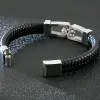 Bracelets Handmade Men's Leather Wrap Bracelet For Men With Magnet Clasp Stainless Steel Mens Hand Bracelets Free Logo Name Engrave Maker