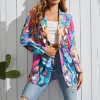 Blazers personagens de desenhos animados impressão irregular blazer jaqueta feminina alta rua 2022 nova moda elegante senhora do escritório casaco americano à moda