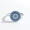 Anneaux Kaletine Shinee Kpop pierre bleue mauvais œil anneaux pour femmes 925 en argent Sterling charme CZ pierre anneau bijoux Exo accessoires