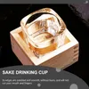 Weingläser Sake Holzbecher Trinken Tassen im japanischen Stil Quadratisches Glas Traditioneller tragbarer Halter Soju