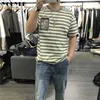 Men's T-Shirts Mens Stripe Short Sleeve T-shirt Loose Personalized Top 2021 Summer New Youth Trend Casual Daily All-matching Male Clothing 4XL J240221
