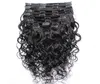 Clip humide et ondulé indien Extensions de cheveux humains pas cher pleine tête Clip dans les Extensions de cheveux vague d'eau 10 pièces ensemble 120gset 9860152