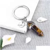 Nyckelringar Nature Stone Pendant Keyring For Women Men 26 Inledande bokstav nyckelchain Healing Crystal Keyholder Fashion Jewelry Drop Delive DHPHH