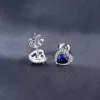 Örhängen Jewelrypalace Love Heart 1.2ct skapad blå safir 925 Sterling Silver Stud örhängen för kvinnor ädelsten fin smycken gåva