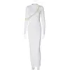 Basic & Casual Dresses Casual Dresses Women Dress Slim Fit Solid Color Elegant Sheath Maxi With See-Through Mesh Work Long Sleeve O N Otmpa