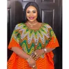 Roupas étnicas Super Tamanho Busto 260cm Mulheres Africanas Dashiki Bordado Lace Solto Vestido Dentro da Saia Duas Peças Marroquino Kaftan Dubai