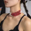 Collana di cristallo con nappe di perle di design per donne in Europa e America, viaggi di celebrità su Internet, vacanze, accessori fotografici trendy e personalizzati