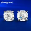 Earrings PANSYSEN 925 Sterling Silver Asscher Cut 8MM Citrine Sapphire High Carbon Diamond Wedding Party Stud Earrings Fine Jewelry Gift