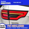 Accessoires de voiture feu arrière assemblage frein feux de stationnement arrière pour Toyota Highlander feu arrière LED 15-21 feu arrière