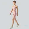 Yoga Outfit 2024 Sexy Sport-BH Damen Schnallenlose kurze Unterwäsche mit Brustpolstern Neckholder Sling Fitness Top