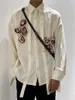 Kvinnors blusar Superaen Custom Original Design Beige White Linen Shirt 2024 Autumn Simple Top Shirts For Women