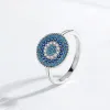 Ringar Kaletine SHINee Kpop Blue Stone Evil Eye Rings for Women 925 Sterling Silver Charm Cz Stone Ringlet SMEEXKE EXO Accessories