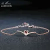 Bangles Lamoon Heart 100% Natural Gemstone Classic Red 0,3CT Garnet 925 Sterling Silver Jewelry 18KGP Chain Charm Armband S925 LMHI011