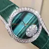 New Diamond woman watch Lime light Ladies watch Swiss Quartz 18k platinum 316L Steel Case Diamond bezel Sapphire Green leather str203o