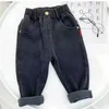 Jeans 1-7 Yrs Boys Unisex Plus Fleece Winter Pants for Kids Baby Thickening Warm Soft for Girl Children Stretch Fleece Jeans Pants