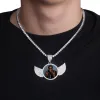 Halsband Gucy Custom Made Photo with Sngel Wings Halsband Pendant 4mm Tennis Chain Cubic Zircon Men's Hip Hop smycken