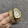 Women's watch, 32mm, stainless steel gold diamond strap, serpentine, imported quartz movement, spring strap, small bracelet