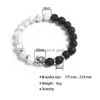 Bracciale con perline testa di Buddha turchese bianco di alta qualità con perline per donna fatto a mano 8 mm perline di pietra lavica curativa gioielli Dhgarden Dhpfu