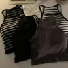 Camisoles & Tanks 1pc Korean Style Women Tank Tops Thread Solid Casual Fashion Crop Top With Chest Pad Stripe Sleeveless Outer Wear Basic