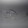 Solglasögon ramar ren titan ultratin retro runda glas ram för män ultralätt optiska glasögon kvinnor danmark skruvfri vintage