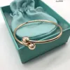 Tkme Pulseras con Dijes Plata de Ley S925 Tiffanynet Pulsera Abierta con Cuentas Redondas Pulsera Desnuda para Mujer Diseño de nicho Ins para Mujer Japón y Corea Pulsera versátil Simple