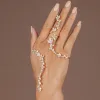 Armbänder Stonefans Blatt Zirkon Offene Armreif Armband Braut Hand Dekoration 2023 Luxus Einstellbare Finger Kette Armband Hochzeit Schmuck
