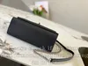 12A All-New Mirror Quality Designer kleiner Umschlagbeutel 22,5 cm Damen echte Lederklappenbeutel Luxurys Handtaschen Schwarze Kalbsbündel Crossbody Schultergurt-Box-Tasche