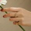 Rings CxsJeremy Trendy French Croissant Rings For Women Au750 18K Yellow Gold Braid Twisted Chunky Ring Female Jewelry Party Gifts