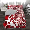 Ensembles de literie Saint Valentin Couple Amour Housse de couette Creative Rouge et Blanc Couette en forme de coeur avec taie d'oreiller pour les amoureux Chambre Décor