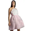 Casual Dresses Baby Pink Sleundd Big Floral Dress Mini Party Over Kne White Chiffon Flower Woman kläder Anpassa öppen ryggklänning