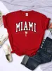 Frauen T-Shirt Miami City Kokosnuss Palm Beach gedruckt T-Shirts für Frau All-Math Hip Hop Vintage Kurzschlärm Weicher Freizeittrend Frauenkleidung T240221