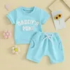 Vêtements Ensembles pour tout-petit Baby Girls Boys Shorts à manches courtes à manches courte Crew Lettre de broderie Tops élastiques