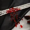 Collana di cristallo con nappe di perle di design per donne in Europa e America, viaggi di celebrità su Internet, vacanze, accessori fotografici trendy e personalizzati