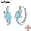 Orecchini WOSTU 11mm smalto clip per orecchie di tartaruga 925 fibbie per orecchie in argento sterling con CZ gioielleria raffinata per le donne vacanza festa regalo estivo