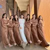 Roupas étnicas Cetim Abaya Dubai Kaftan Mulheres Muçulmanas Vestido de Festa Ramadan Robe Femme Musulman Vestidos Vestido de Casamento Islam Jalabiya Turquia